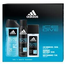 adidas Ice Dive zestaw dla mężczyzn (dezodorant do ciała, 75ml + żel pod prysznic, 250ml + dezodorant w sprayu, 150ml)