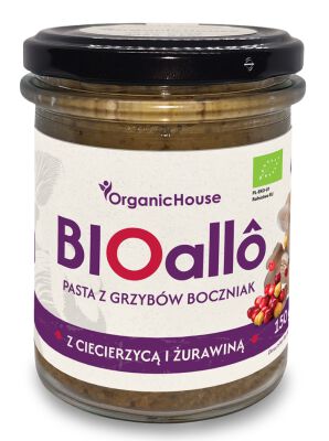 Bioallo - Pasta Z Grzybów Boczniak Z Ciecierzycą I Żurawiną Bezglutenowa Bio 180 G - Organichouse [BIO]