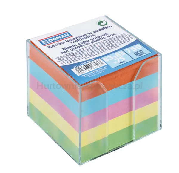 Kostka DONAU nieklejona, w pudełku, 92x92x82mm, mix kolorów