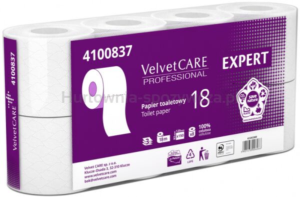 Papier Toaletowy celulozowy VELVET Expert, 3-warstwowy, 8szt., biały - 2