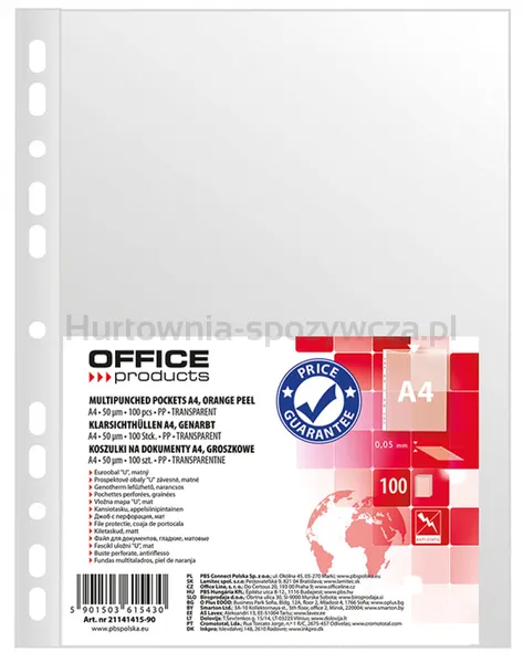 Office Products Koszulki na dokumenty PP, A4, groszkowe, 50mikr., 100szt. 