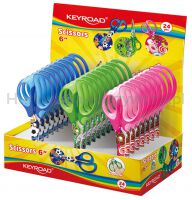 Nożyczki szkolne KEYROAD Tatto soft, 15cm, pakowane na displayu, mix kolorów - 4