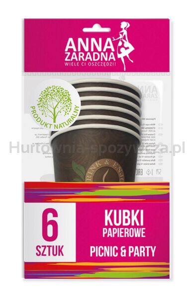 Kubki papierowe ANNA ZARADNA, 200 ml, 6 szt., mix kolorów - 3