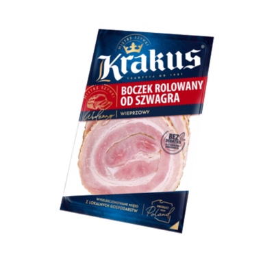 Boczek rolowany od szwagra plastry 100 g Krakus