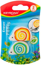 Gumka uniwersalna KEYROAD Ślimak, 2szt., blister, mix kolorów