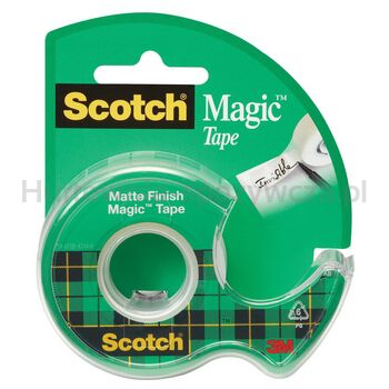 Taśma klejąca Scotch® Magic™, niewidoczna na papierze, na podajniku, 19mm x 7,5m