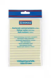 Donau Bloczek Samoprzylepny 101X150Mm, W Linię, 1X100 Kart., 75Gsm, Żółty 