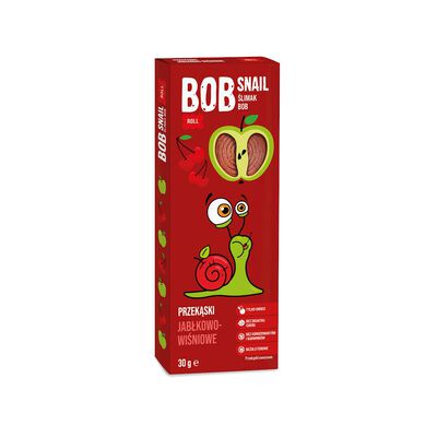 Bob Snail  Przekąska Roll Jabłko - Wiśnia Bez Dodatku Cukru Bezglutenowa 30 G - Bob Snail [BIO]