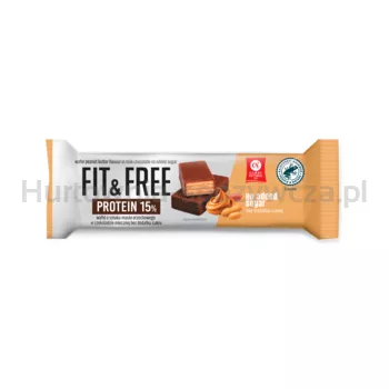 Wafel Fit&ampFree Protein 15% o smaku masła orzechowego w czekoladzie mlecznej bez dodatku cukru 40 g