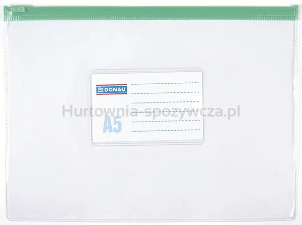 Torebka z suwakiem DONAU, PVC, A5, transparentna