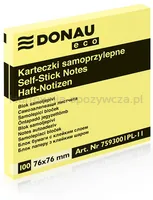 Donau Bloczek Samoprzylepny Eco, 76x76mm, 1x100 kart., jasnożółty 