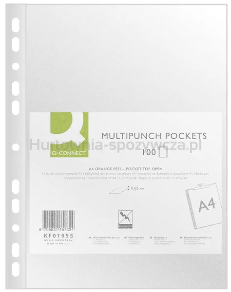 Koszulki na dokumenty Q-CONNECT, PP, A4, groszkowe, 50mikr., 100szt.