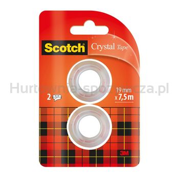 Taśma klejąca Scotch® Crystal, 2 rolki 19mm x 7,5m