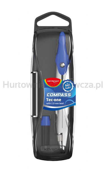 Keyroad Cyrkiel metalowy  w etui, z grafitami, pakowany w display, mix kolorów  - 2
