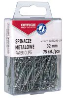 Spinacze metalowe OFFICE PRODUCTS, 32mm, w pudełku, 75szt., srebrne