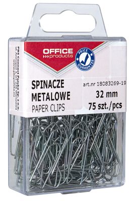 Office Products Spinacze metalowe 32mm, w pudełku, 75szt., srebrne [BIURO]