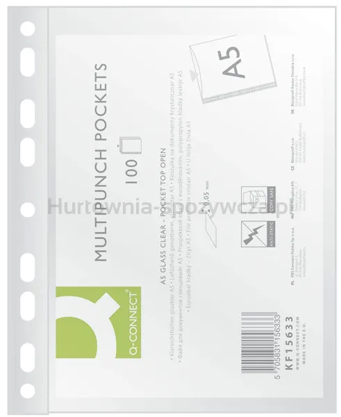 Q-Connect Koszulki na dokumenty PP, A5, krystal, 50mikr., 100szt. 