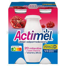 Danone Actimel Truskawka-Granat Triple Action 4x100g