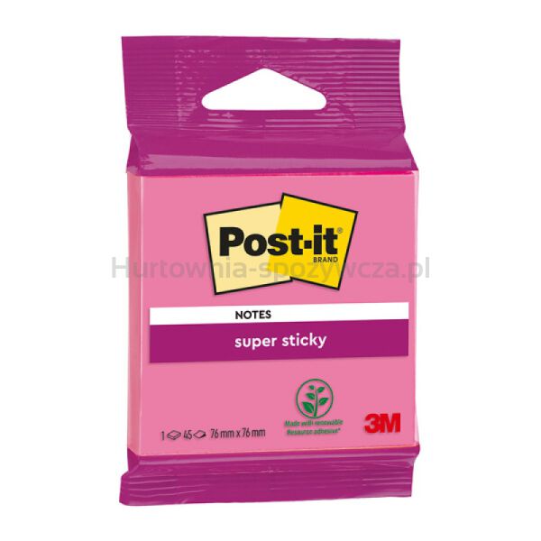 Karteczki samoprzylepne Post-it Super Sticky, 76x76mm, 45 kart., mix kolorów - 3