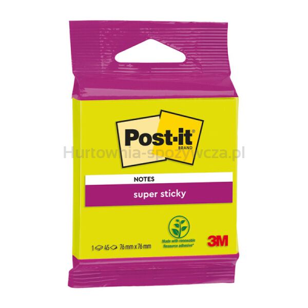 Karteczki samoprzylepne Post-it Super Sticky, 76x76mm, 45 kart., mix kolorów - 4