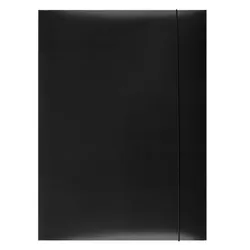 Teczka Z Gumką Office Products, Karton/Lakier, A4, 350Gsm, 3-Skrz., Czarna
