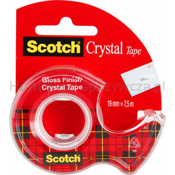 Taśma samoprzylepna Scotch® Crystal Clear, przezroczysta, na podajniku, 19mm x 7,5m