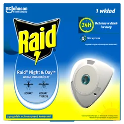 Raid Night & Day™ przeciw muchom, komarom i mrówkom - elektrofumigator owadobójczy z wymiennym wkładem - 2,29g