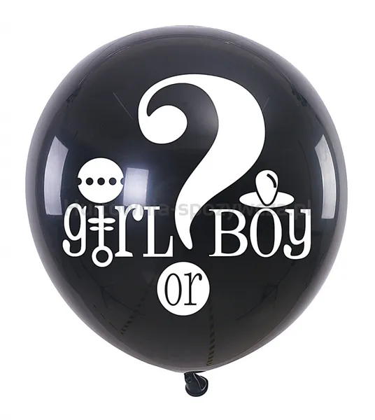 Balon z konfetti PARTY GO Girl Or Boy, 90cm, czarny
