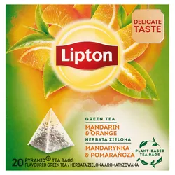 Lipton Herbata Piramidki, Zielona, Mandarynka I Pomarańcza, 20 Szt.(data przydatności 31.07.2026)