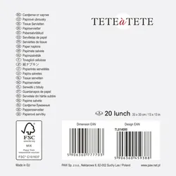 Tete a Tete Serwetki Serwetki Red Bauble , Serwetki Tete a Tete 3-warstwowe 33x33cm składane 1/4 20szt. w paczce