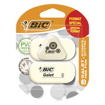 BIC Galet+Mini Fun Gumka Blister 2+1 sztuka