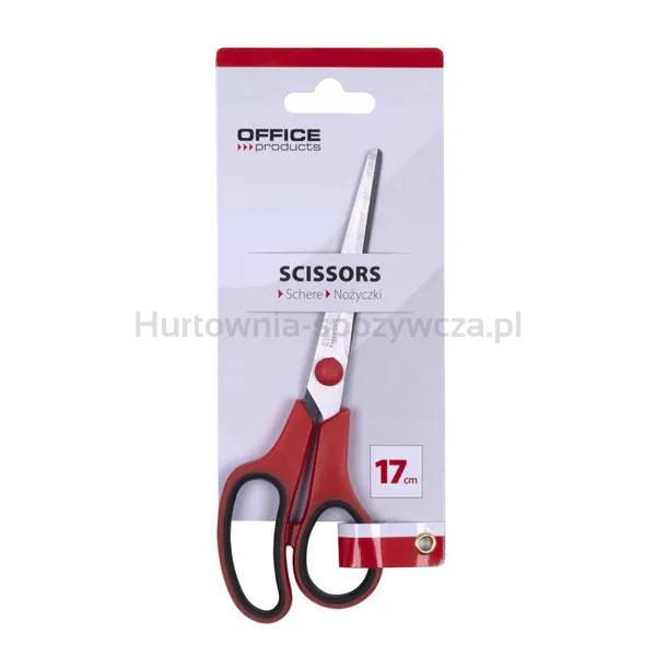 Nożyczki Biurowe Office Products, Miękki Uchwyt, 17 Cm, Czerwono-Czarne