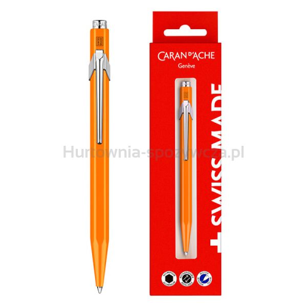 Długopis CARAN D’ACHE 849 Gift Box Fluo Line Orange, pomarańczowy - 2