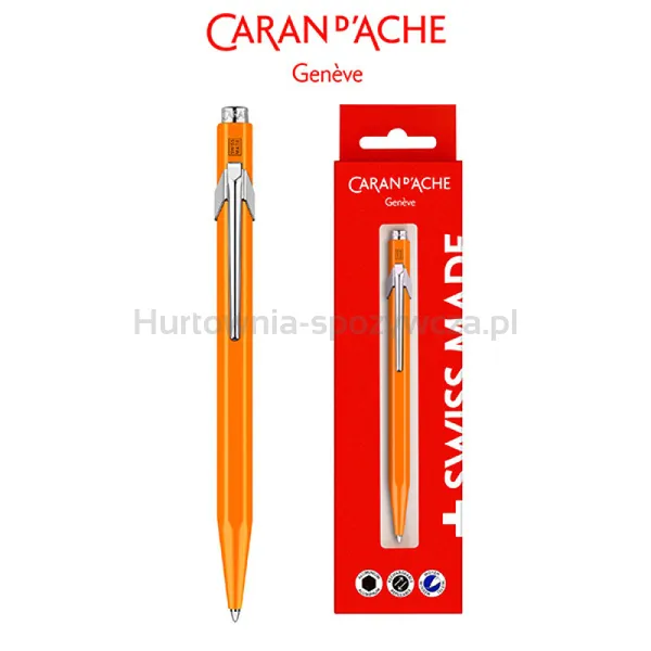 Długopis CARAN D’ACHE 849 Gift Box Fluo Line Orange, pomarańczowy