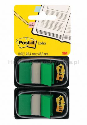 Post-It Zakładki indeksujące (680-G2EU), PP, 25,4x43,2mm, 2x50 kart., zielone [BIURO]