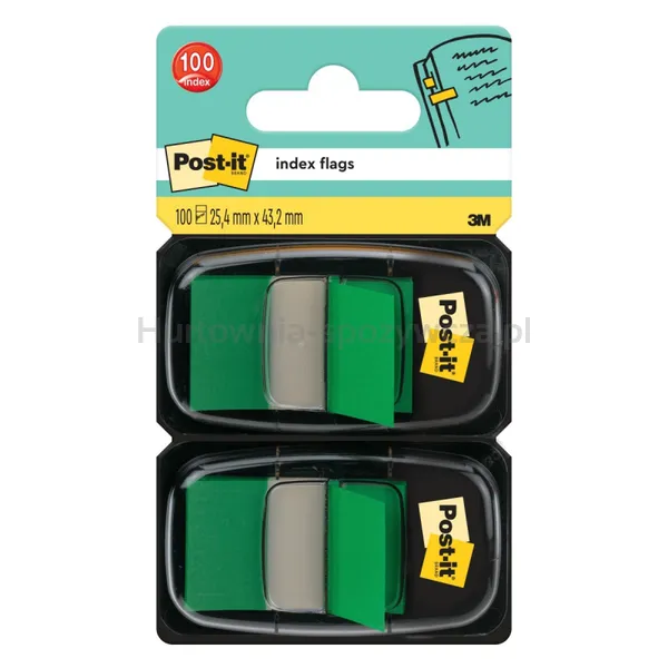 Post-It Zakładki indeksujące (680-G2EU), PP, 25,4x43,2mm, 2x50 kart., zielone 