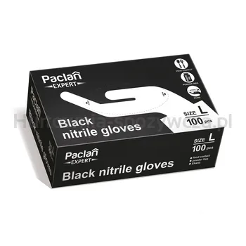 Paclan Expert Rękawiczki Czarne Nitrylowe Roz. L 100 Szt.