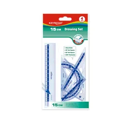 Zestaw Geometryczny Keyroad, Z Linijką 15Cm, Plastikowy, Transparentny