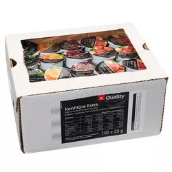 TGQ mix konfitur 25 g x 100 szt. (truskawka, morela, wiśnia, czarna porzeczka)