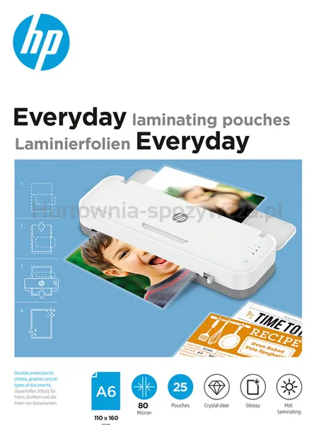 Folie Laminacyjne Hp Everyday, A6, 80 Mic, 25 Szt., Przezroczyste/Połysk