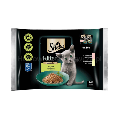 Sheba Kitten Mokra karma pełnoporcjowa dla kociąt z łososiem 4x 85g= 340g