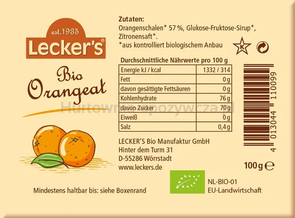 Skórka Pomarańczowa Kandyzowana Bio 100 G