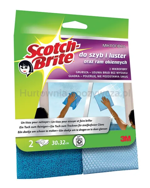 Scotch Ścierka Z Mikrofibry Do Szyb I Luster Brite 2Szt., Ciemno/Jasnoniebieskie