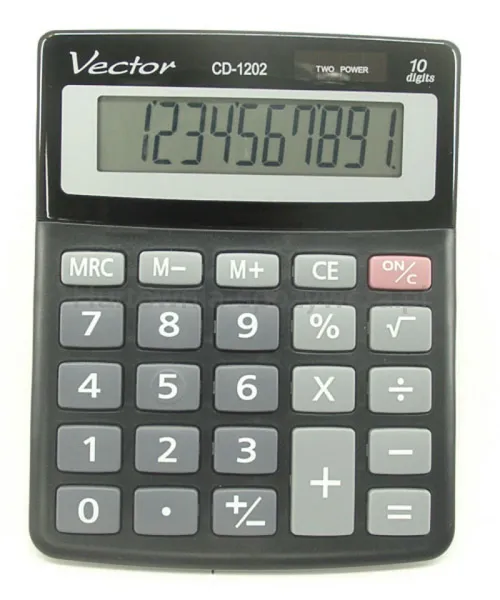 Kalkulator Biurowy Vector Kav Cd-1202 Blk, 10-Cyfrowy, 103X130Mm, Czarny