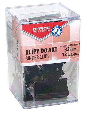 Office Products Klipy do dokumentów 32mm, 12szt., w pudełku, czarne [BIURO]