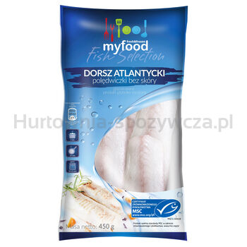 Myfood Dorsz Atlantycki Polędwiczki Bez Skóry, Rozmiar: 140-180 G, Glazura: 10%, 450 G/500 G