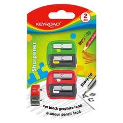 Temperówka Plastikowa Keyroad, Podwójna, 2 Szt., Blister, Mix Kolorów
