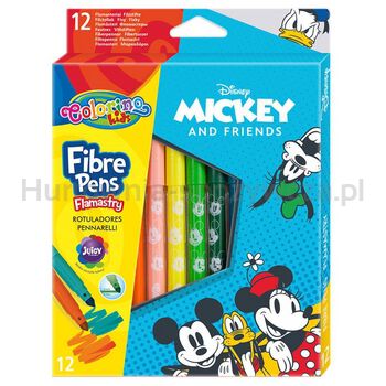 Flamastry ze stożkową końcówką Colorino Mickey 12 kolorów