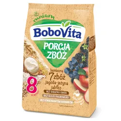 Bobovita Porcja Zbóż Kaszka bezmleczna 7 zbóż jagoda-jeżyna jabłko po 8 miesiącu 170 g