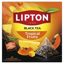 Herbata LIPTON czarna, owoce tropikalne, 20 piramidek